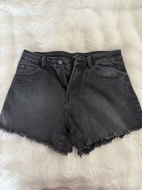 Sincerely Jules Black Frayed Hem Denim Shorts